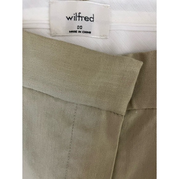 Aritzia Wilfred Trieste Linen Blend Pants Women Size 00 Beige Olive NEW - Picture 5 of 12